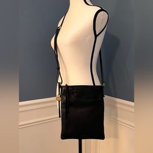 Black leather crossbody bag